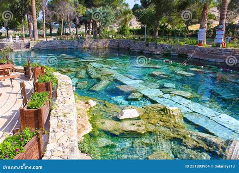 Cleopatra Pool with Termal Water at Pamukkale, Turkey. Stock Photo - Image of pamukkale, mineral ...