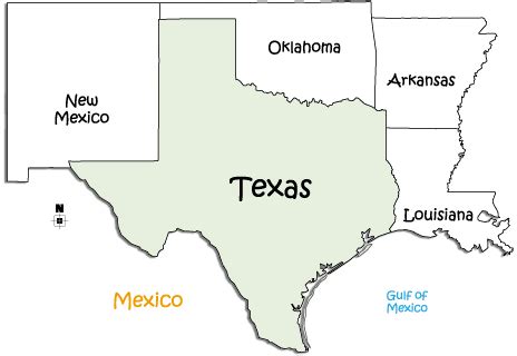 Texas Bordering States Map