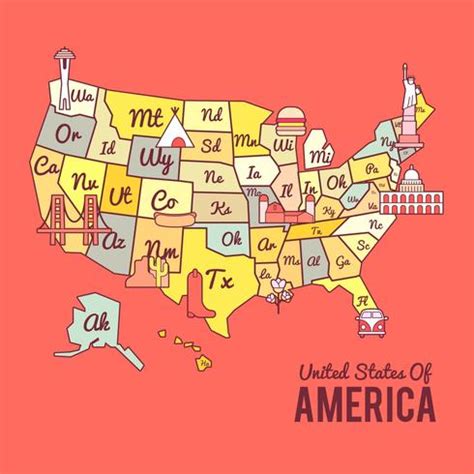 Colorful United States of America Map Vector 217304 Vector Art at Vecteezy