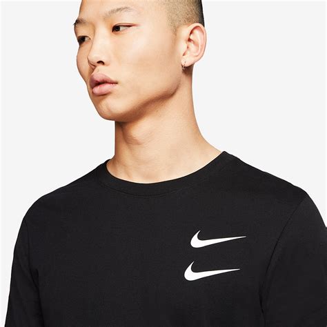 Nike Sportswear Swoosh Long Sleeve Tee - Black-Mens Clothing