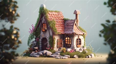 Premium AI Image | cute dwarf house exterior view 3d rendering element