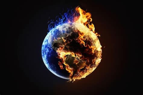 Premium Photo | The idea of the Earth on fire as a result of global warming