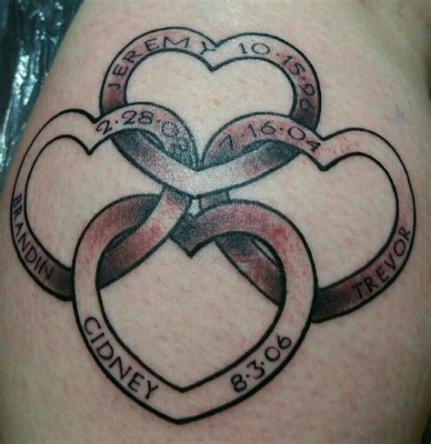 My 4 Little Hearts Tattoo | Tattoos with kids names, Little heart tattoos, Heart tattoo designs