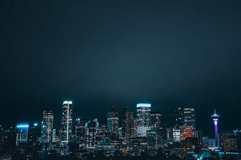 Blue Night City Sky Wallpaper