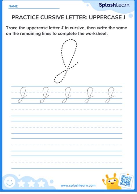 Practice Cursive Letter: Uppercase J — Printable ELA Worksheet