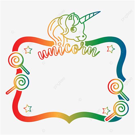 Rainbow Unicorn Border Frame, Rainbow, Unicorn, Border PNG and Vector with Transparent ...