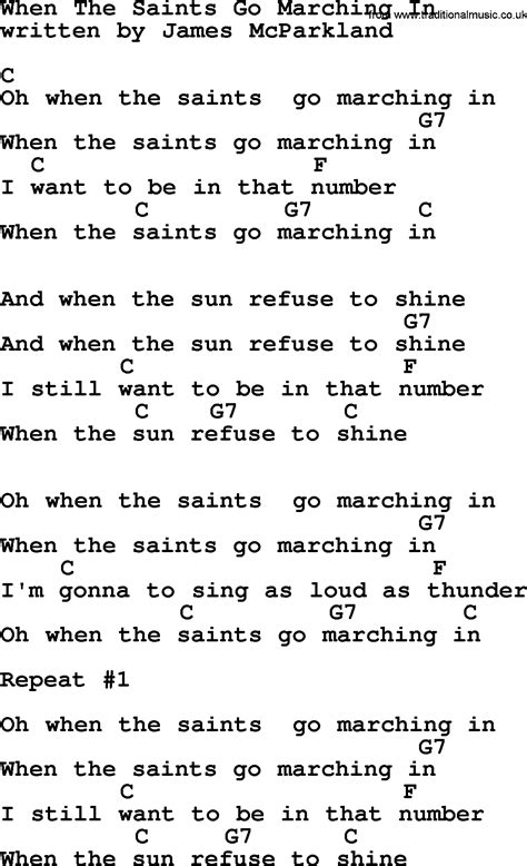 Top 1000 Folk and Old Time Songs Collection: When The Saints Go Marching In - Lyrics with Chords ...