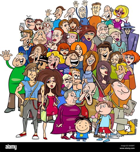 Cartoon Illustration of People Characters Group in the Crowd Stock Vector Art & Illustration ...