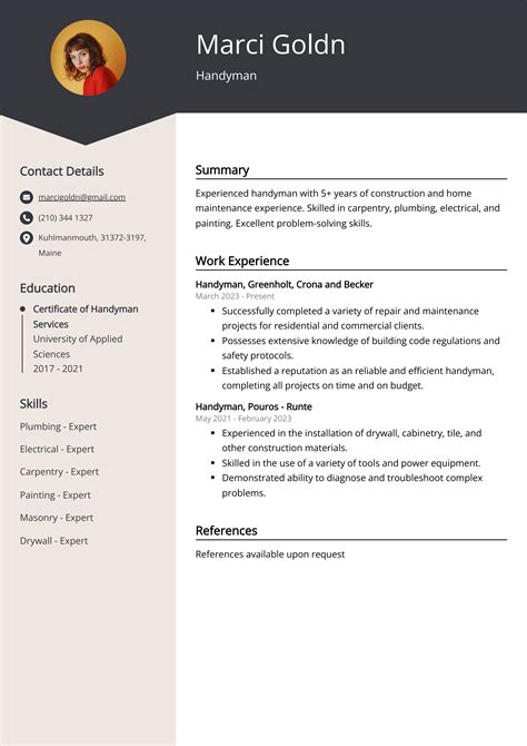 Handyman Resume Example (Free Guide)