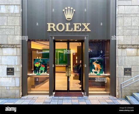 Tokyo, Japan - 23 November 2019: Rolex store sign at Ginza district in ...