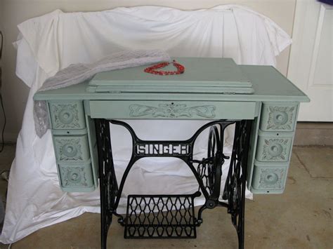 Singer Treadle Sewing Machine Cabinet Gets a Makeover in Duck Egg Blue | Sewing machine cabinet ...