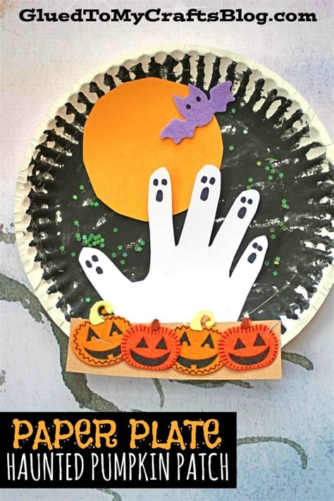 Haunted Paper Plate Pumpkin Patch At Night - Kid Craft | Halloween crafts preschool, Halloween ...