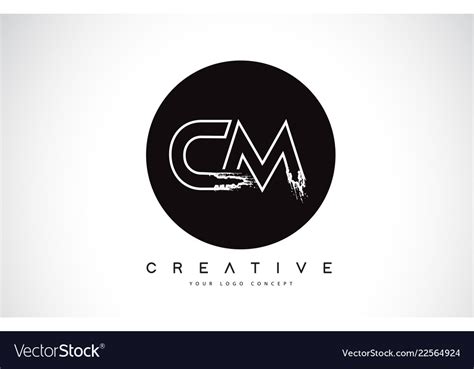 Cm modern leter logo design with black and white Vector Image