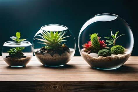 Premium Photo | Plants in a fish bowl with a plant in the middle