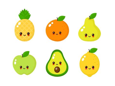 Cute fruits | Fruit cartoon, Cute fruit, Fruits drawing