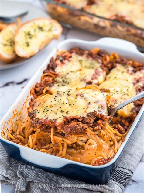 Baked Spaghetti with Cream Cheese - Riverten Kitchen