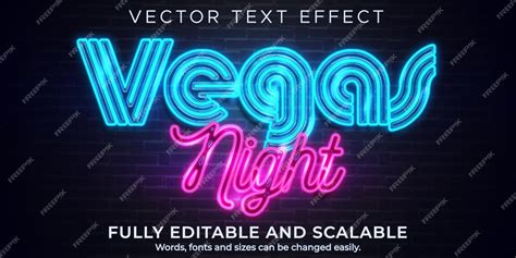 Free Vector | Vegas neon text effect, editable retro and party text style