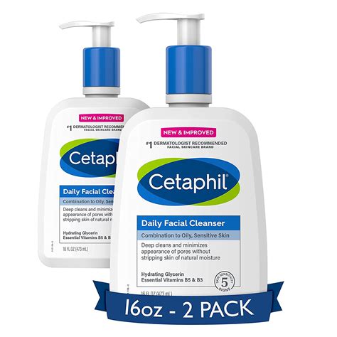 Face Wash by CETAPHIL, Daily Facial Cleanser for Sensitive, Combination to Oily Skin, NEW 16 oz ...