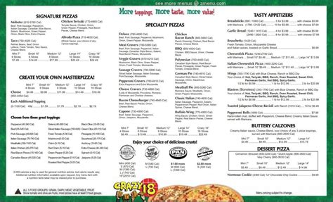 Menu at Gambino's Pizza pizzeria, Kearney