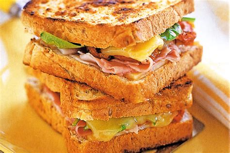 Super-special toasted ham and cheese sandwiches