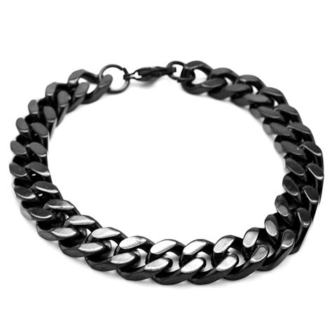 Black Stainless Steel Curb Chain Bracelet | Stainless Steel & Silver Bracelets | Suay Design