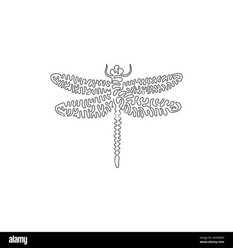 Single one line drawing of beautiful dragonfly abstract art. Continuous line drawing graphic ...