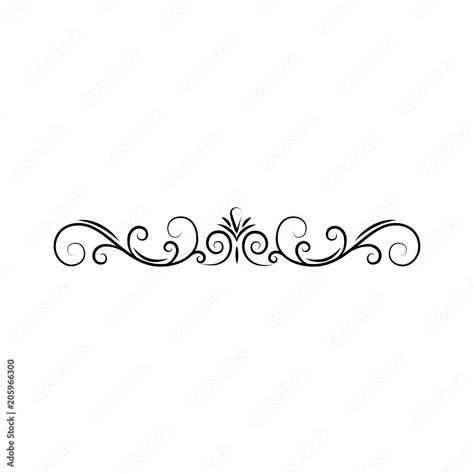 Calligraphic border, page decoration. Swirls, filigree scroll. Design ...