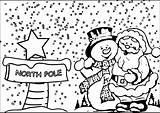 Snowman And Santa In North Pole coloring Page  Download Print Or sketch template