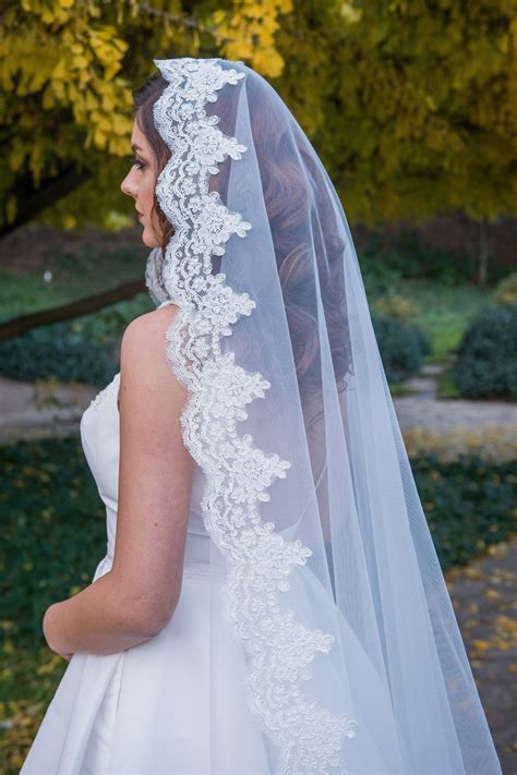 Cathedral Length Lace Mantilla Wedding Veil VG1001 | Wedding veils lace, Wedding bridal veils ...