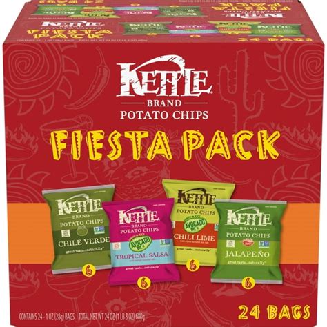 Kettle Brand Potato Chips Fiesta Variety Pack, 24 Ct - Walmart.com - Walmart.com