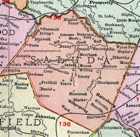 Saluda County, South Carolina, 1911, Map, Rand McNally, City of Saluda ...