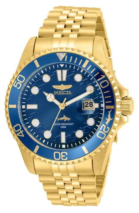 Invicta - Invicta Pro Diver Men's Gold Stainless Steel Blue Dial Watch ...