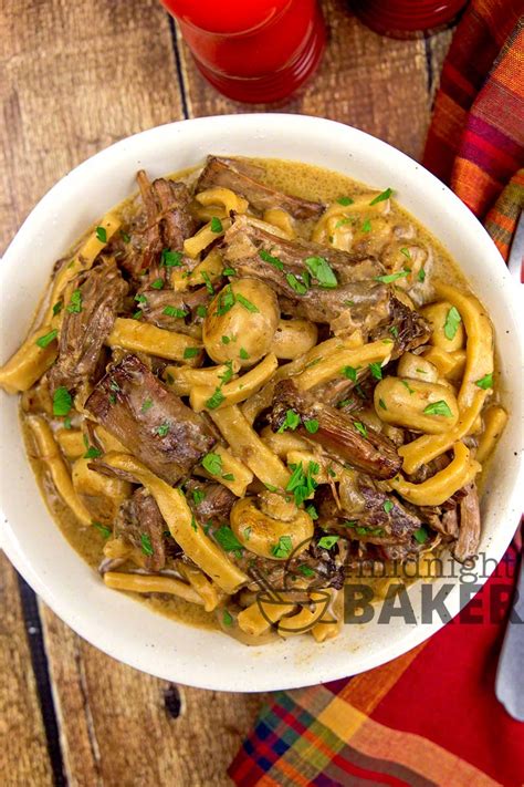 Slow Cooker Beef With Noodles - The Midnight Baker