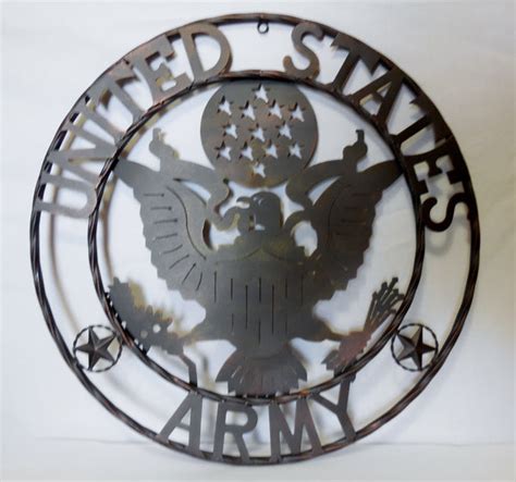 24" USA ARMY MILITARY METAL WALL ART DECOR VINTAGE RUSTIC BRONZE WESTE ...