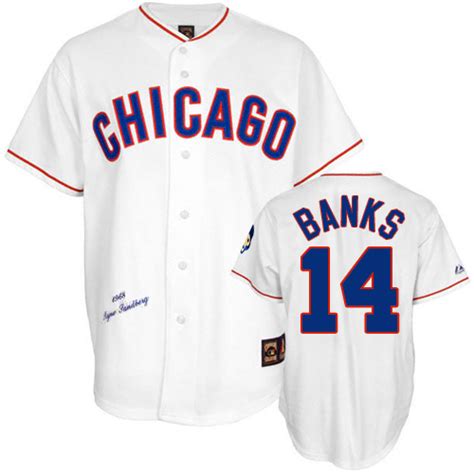 Men's Mitchell and Ness Chicago Cubs #14 Ernie Banks Authentic White 1968 Throwback MLB Jersey