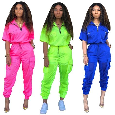 30.17US $ |2019 Neon Green Two Piece Set Women Tracksuit Festival ...