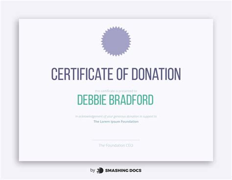 Free Certificate of Donation – SmashingDocs.com