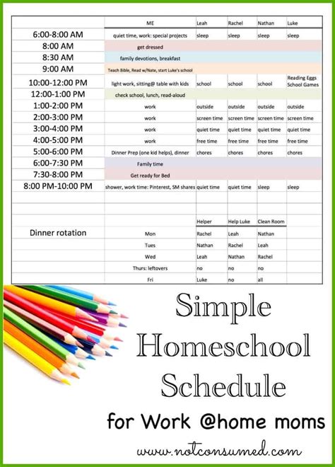 Simple Homeschool Schedule for Working Moms | Homeschool schedule ...