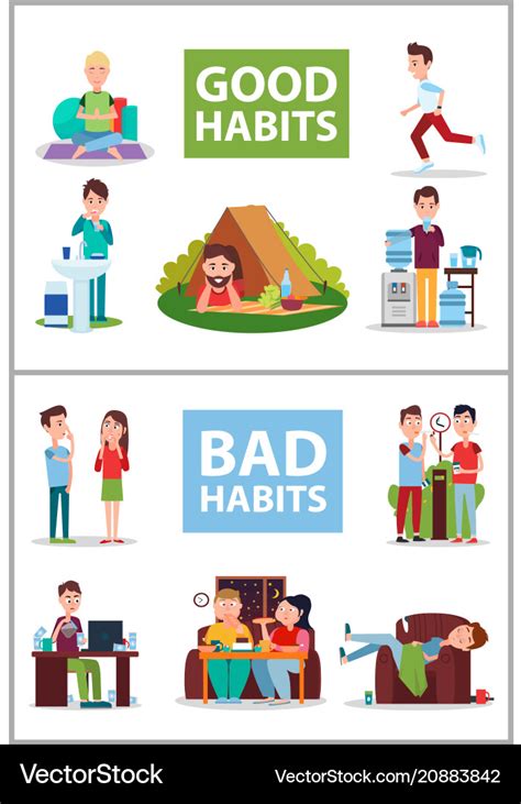 Good and bad habits poster Royalty Free Vector Image