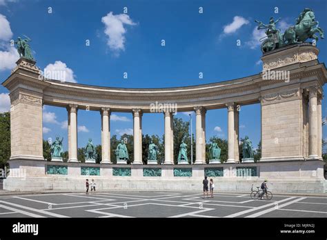 Statues of seven kings of Hungary stand in the left colonnade of the ...