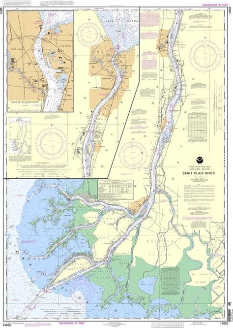 NOAA Nautical Chart 14852: St. Clair River;Head of St. Clair River Nautical Chart, Nautical ...