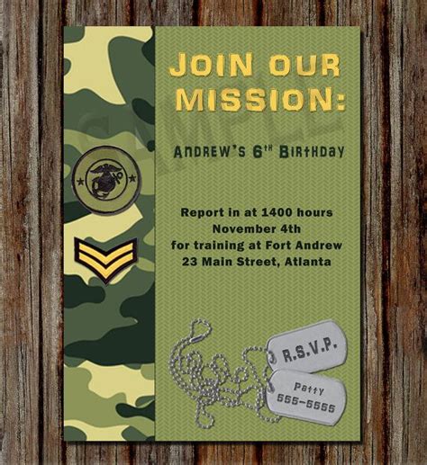 Army Birthday Invitation Personalized 5x7 by CCGDigitalDesigns, $11.00 | Army birthday parties ...