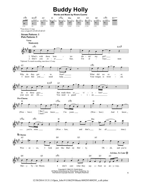 Buddy Holly by Weezer Sheet Music for Easy Guitar at Sheet Music Direct