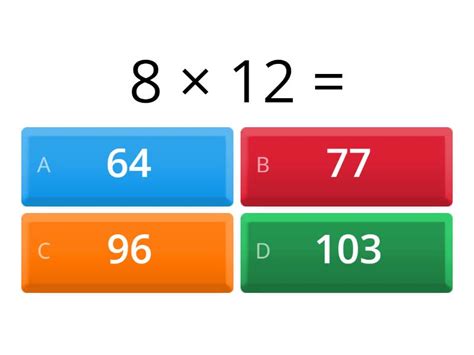 8 times table - Quiz