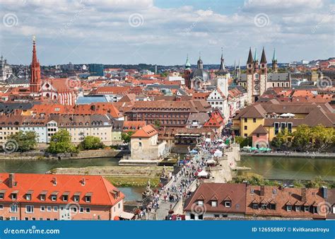 Wurzburg, Germany, September 15. Panorama of Old Town with Old Main ...