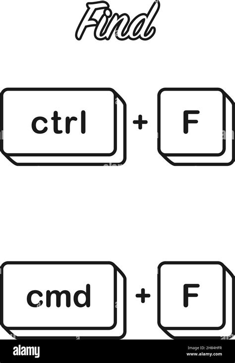 Ctrl F and Cmd F keyboard shortcut keys for find concept in vector icon ...