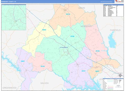 Newberry County, SC Wall Map Color Cast Style by MarketMAPS - MapSales.com