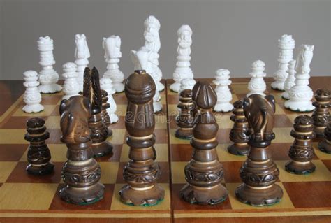 Game of Strategy in Progress on Chess Board Stock Photo - Image of king ...