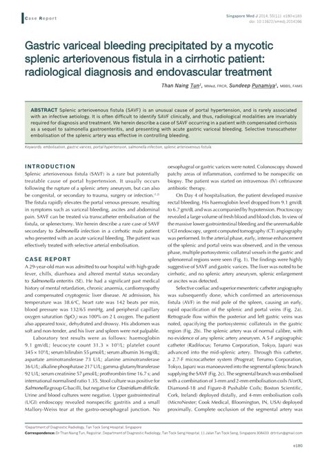 Gastric Variceal Bleeding Precipitated by a Mycotic Splenic Arteriovenous Fistula in a Cirrhotic ...