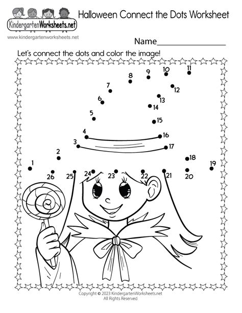 Halloween Connect the Dots Worksheet - Free Kindergarten Holiday Worksheet for Kids